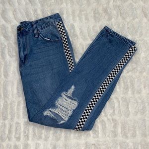 Empyre Eileen Distressed & Checkered Mom Jean